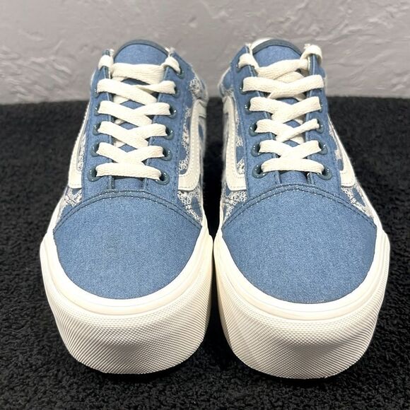 🔥 VANS Old Skool Stackform Denim Floral Platform Sneakers Women Sz 6 - PERFECT - Picture 9 of 14